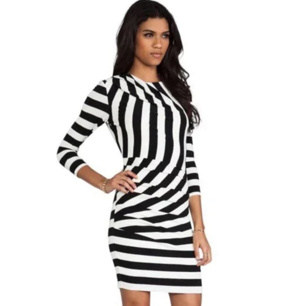 Juicy Couture Black & White Striped Dress XS